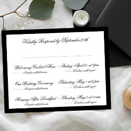 Feierliche Schwarz-klassische Rahmenhochzeit für m RSVP Karte