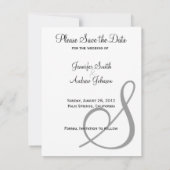 Feierliche Schwarz/Weiß-Damaskus-Hochzeit Save the Date (Rückseite)