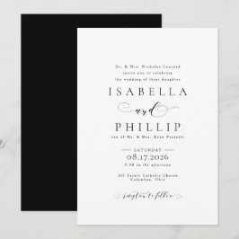 Feierliche Schwarz-Weiß-Hochzeit Einladung