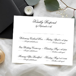 Feierliche Schwarz/Weiß-Klassische Hochzeit für me RSVP Karte