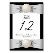 Feierliche Schwarz-Weiß-Pearl-Hochzeit Tischnummer (Rückseite)