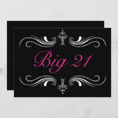 Feierliche Schwarze Einladung zum 21. Geburtstag (Vorne/Hinten)