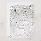 Feierliche Silber Aqua Holiday Party Einladung (Vorderseite)