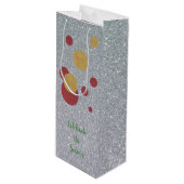 Feierliche Silber und Roter Urlaub Geschenktüte Für Weinflaschen (Vorderseite Schrägansicht)