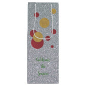 Feierliche Silber und Roter Urlaub Geschenktüte Für Weinflaschen (Vorderseite)