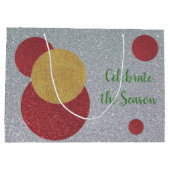 Feierliche Silber und Roter Urlaub Große Geschenktüte (Rückseite)