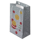 Feierliche Silber und Roter Urlaub Kleine Geschenktüte (Vorderseite Schrägansicht)