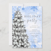 Feierliche Silver Blu Weihnachtsbaumfirma Urlaub Einladung (Vorderseite)