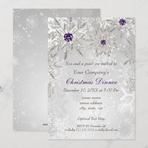 Feierliche Silver Lila Corporate Holiday Party Einladung