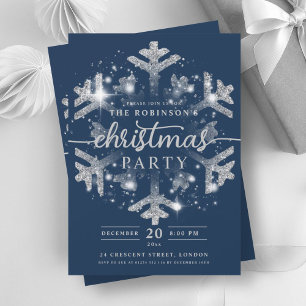 Feierliche Silver Winter Snowflake Weihnachtsnacht Einladung