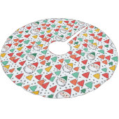 Feierliche Skizzen Santas und Gumdrops Polyester Weihnachtsbaumdecke (Schrägansicht)