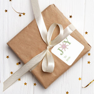 Feierliche Snowflake Freude an einem farbenfrohen  Quadratischer Aufkleber