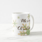 Feierliche Snowflake Frohe Weihnachtsschrift Kaffeetasse (VorderseiteRechts)