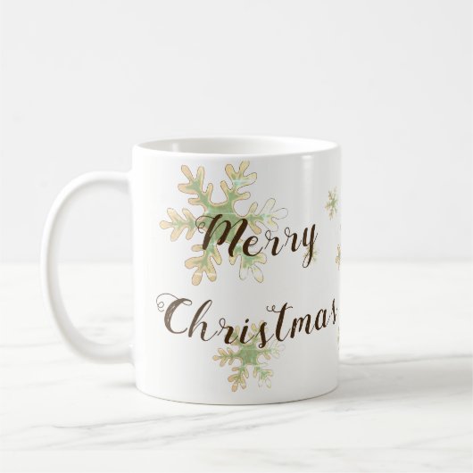 Feierliche Snowflake Frohe Weihnachtsschrift Kaffeetasse (Links)