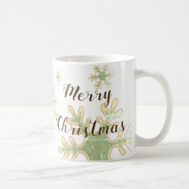 Feierliche Snowflake Frohe Weihnachtsschrift Kaffeetasse