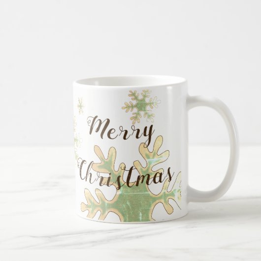Feierliche Snowflake Frohe Weihnachtsschrift Kaffeetasse (Rechts)