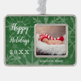 Feierliche Snowflake Keepake Jahr Foto Rahmen-Ornament Silber