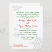 Feierliche Snowflake Rot mit Grün Winter Hochzeit Einladung (Vorne/Hinten)