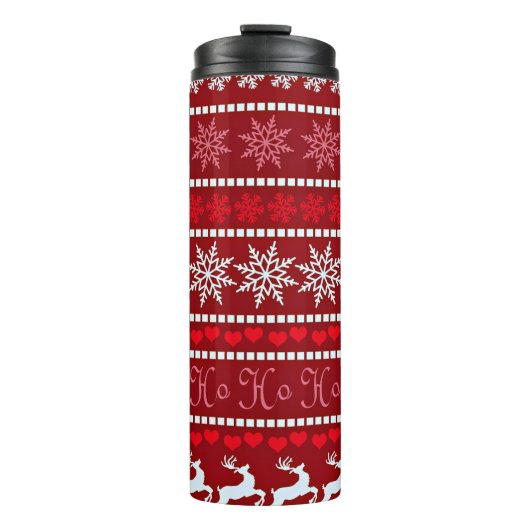 Feierliche Snowflake Urlaubsmuster Thermosbecher (Vorderseite)