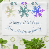 Feierliche Snowflake Weihnachtsbaum Familienurlaub Geschirrtuch (Gefaltet)