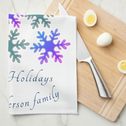 Feierliche Snowflake Weihnachtsbaum Familienurlaub Geschirrtuch (Viertel Falte)