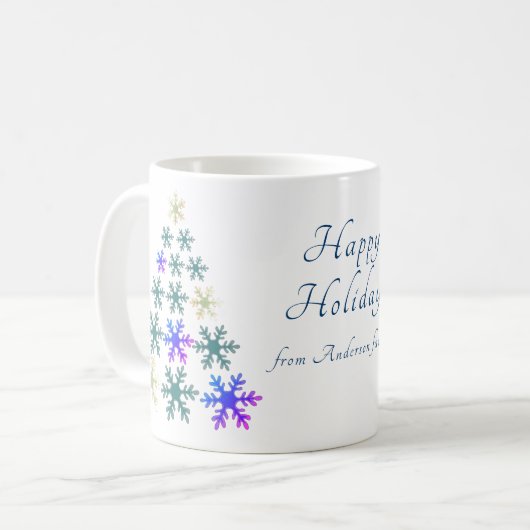 Feierliche Snowflake Weihnachtsbaum Familienurlaub Kaffeetasse (Vorderseite Links)