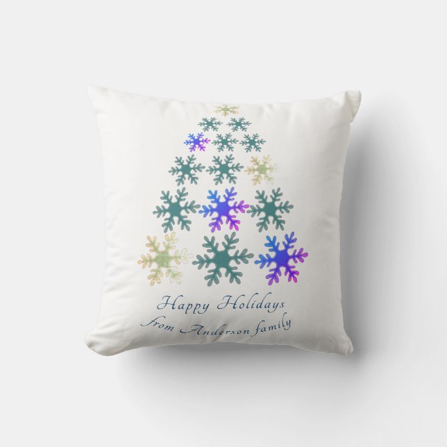Feierliche Snowflake Weihnachtsbaum Familienurlaub Kissen (Vorderseite)