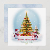 Feierliche Snowman-Freude, Weihnachtskarte Feiertagskarte (Vorne/Hinten)
