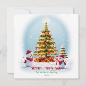 Feierliche Snowman-Freude, Weihnachtskarte Feiertagskarte (Vorderseite)