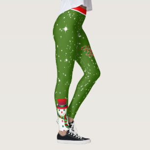 Feierliche Snowman-Happy-Feiertage in Ihrer Farbe Leggings