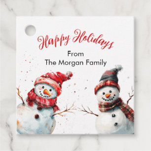 Feierliche Snowman Happy Holidays Geschenkanhänger