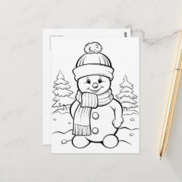 Feierliche Snowman-Kinder färben Postkarte