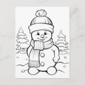 Feierliche Snowman-Kinder färben Postkarte (Vorderseite)