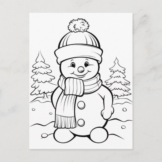 Feierliche Snowman-Kinder färben Postkarte (Vorderseite)