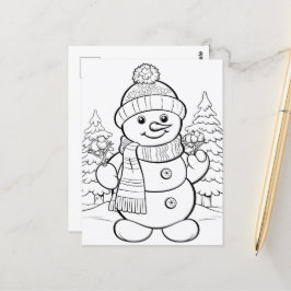 Feierliche Snowman-Kinder-Färbung Postkarte