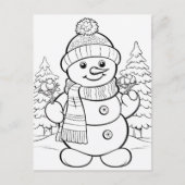 Feierliche Snowman-Kinder-Färbung Postkarte (Vorderseite)