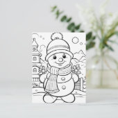 Feierliche Snowman-Kinder-Färbung Postkarte (Stehend Vorderseite)