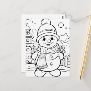Feierliche Snowman-Kinder-Färbung Postkarte