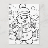 Feierliche Snowman-Kinder-Färbung Postkarte (Vorderseite)