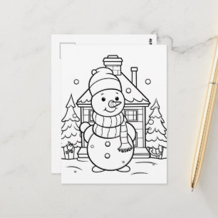 Feierliche Snowman-Kinder-Färbung Postkarte