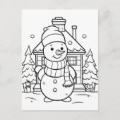 Feierliche Snowman-Kinder-Färbung Postkarte (Vorderseite)