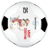 Feierliche Snowman Mit Monogramm Frohe Weihnachten Fußball (Gedreht)