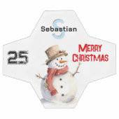 Feierliche Snowman Mit Monogramm Frohe Weihnachten Fußball (Flach)