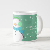 Feierliche Snowman Snowflake Frohe Weihnachten Neu Jumbo-Tasse (Vorderseite Rechts)