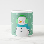 Feierliche Snowman Snowflake Frohe Weihnachten Neu Jumbo-Tasse (Vorderseite)