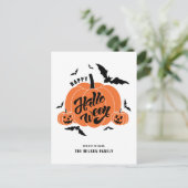 Feierliche Spooky Pumpkins glückliche Halloween Feiertagspostkarte (Stehend Vorderseite)