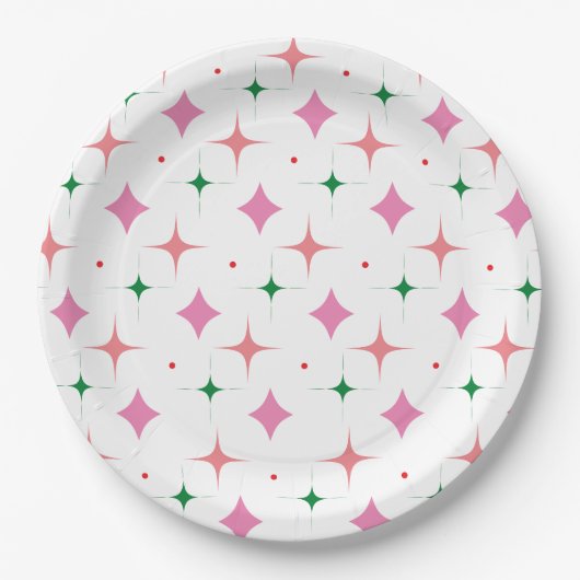 Feierliche Star Pattern Weihnachtsfeier Pappteller (Vorderseite)
