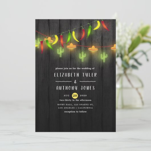 Feierliche Streichellichter Cinco de Mayo Fiesta W Einladung (Stehend Vorderseite)