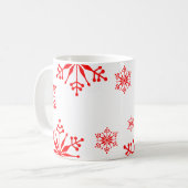Feierliche Tasse mit Roten Schneeflocken. (Vorderseite Links)