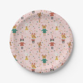Feierliche Tierfreunde Weihnachtsmuster Pappteller (Vorderseite)